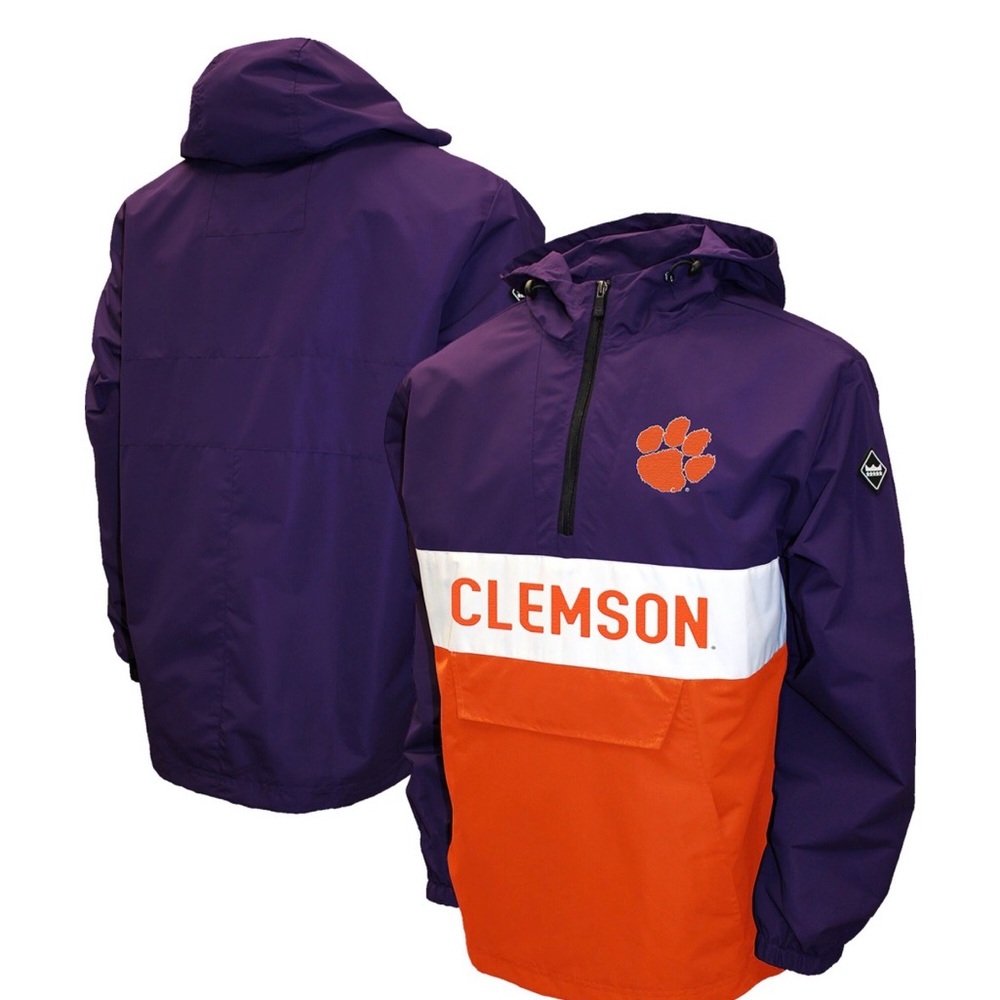 NWT Clemson Tigers Franchise Club Alpha Anorak Half-Zip Pullover Jacket - Purple